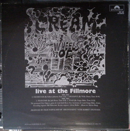 Cream (2) : Wheels Of Fire - Live At The Fillmore (LP,Album,Stereo)