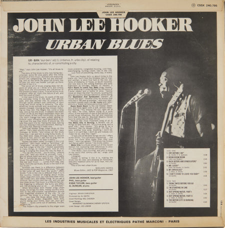 John Lee Hooker : Urban Blues (LP,Album,Stereo)