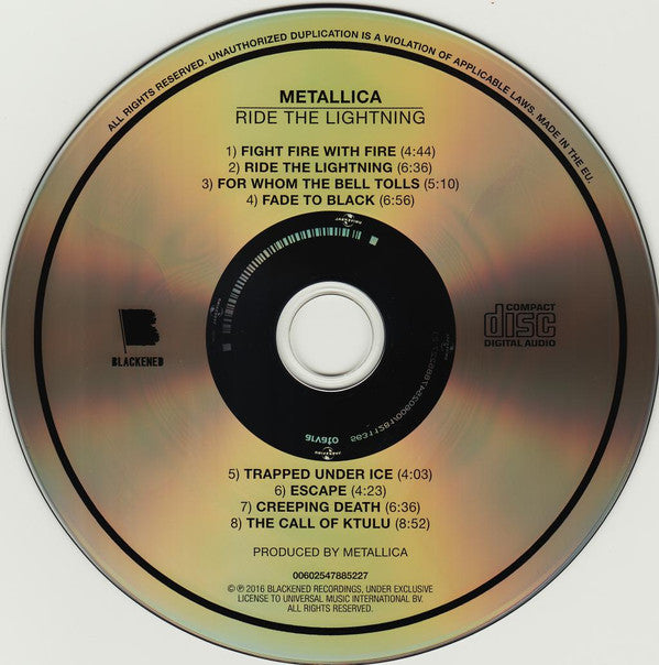 Metallica : Ride The Lightning (CD, Album, RE, RM, Dig)