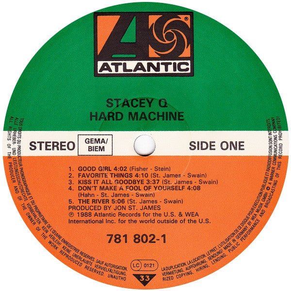 Stacey Q - Hard Machine - Frozen Records - Vinyl