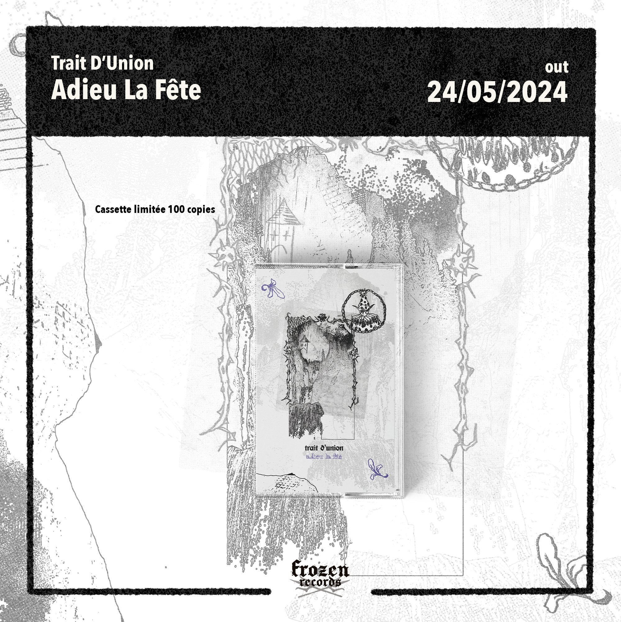 trait d'union - adieu la fête Cassette - Frozen Records - Cassette